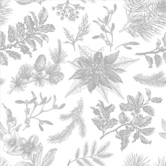 Karácsonyi Botanical Silver szalvéta 20 db-os 33x33 cm