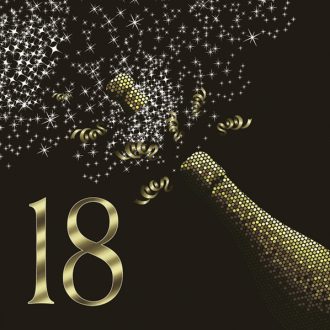   Happy Birthday 18 Golden Champagne szalvéta 20 db-os 33x33 cm