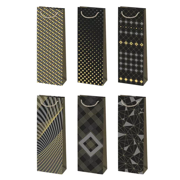Mintás Black&Gold papír italtáska 13x38x11 cm Mintás Black&Gold papír italtáska 13x38x11 cm