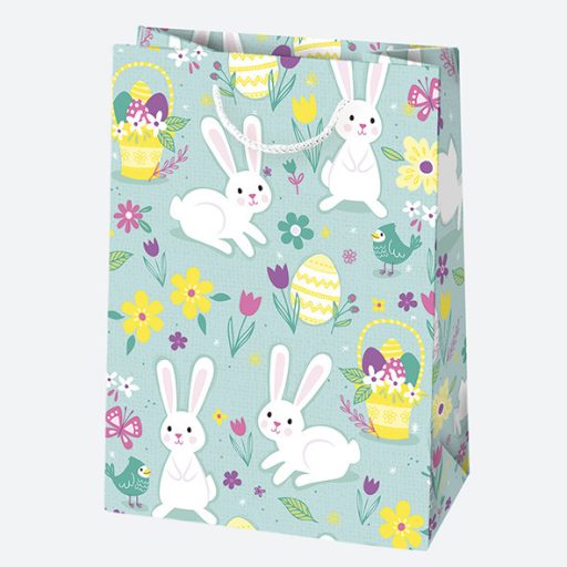 Húsvét Bunnies papír ajándéktasak, ajándékzacskó 23x32x11 cm