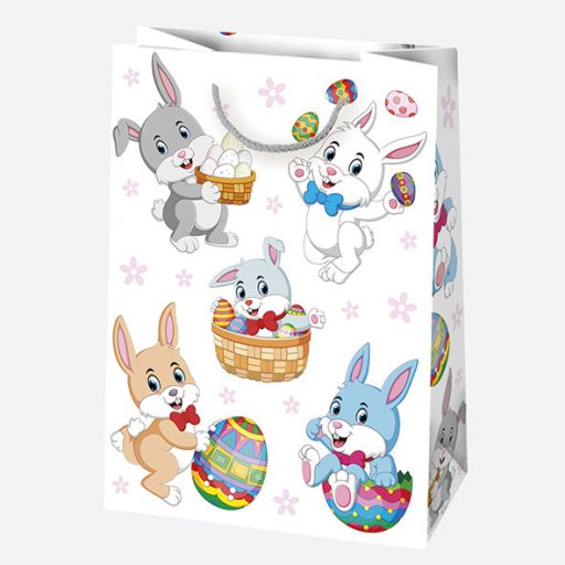 Húsvét Bunnies papír ajándéktasak, ajándékzacskó 23x32x11 cm