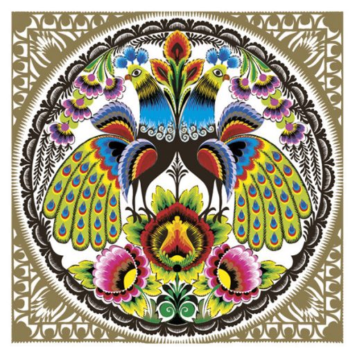 Állatos Folk Peacocks Gold szalvéta 20 db-os 33x33 cm