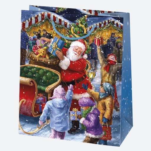 Karácsonyi Wonderland papír ajándéktasak, ajándékzacskó 19x23x10,5 cm