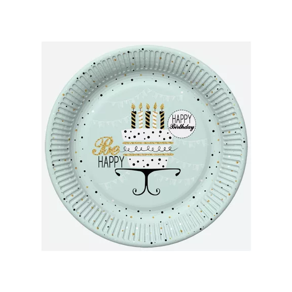 Happy Birthday Mint papírtányér 8 db-os 22,7 cm Happy Birthday Mint papírtányér 8 db-os 22,7 cm