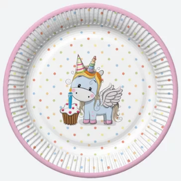 Unikornis Sweet papírtányér 8 db-os 22,7 cm
