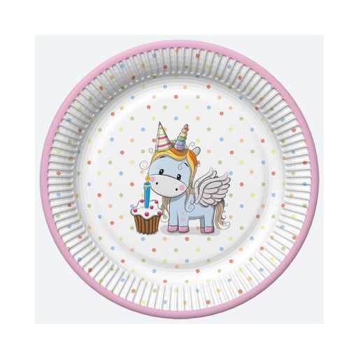 Unikornis Sweet papírtányér 8 db-os 22,7 cm