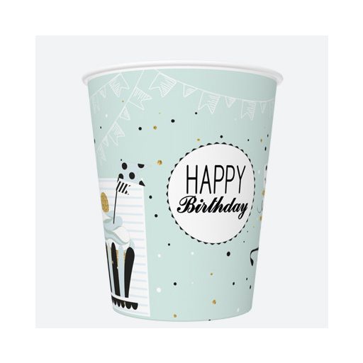 Happy Birthday Mint papír pohár 8 db-os 250 ml