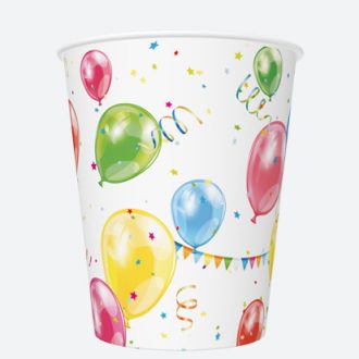 Színes lufis Balloons papír pohár 8 db-os 250 ml