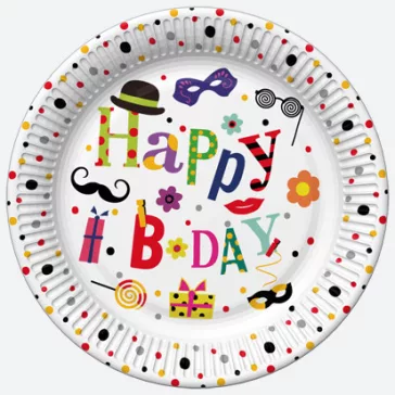 Happy Birthday Funny papírtányér 8 db-os 18 cm