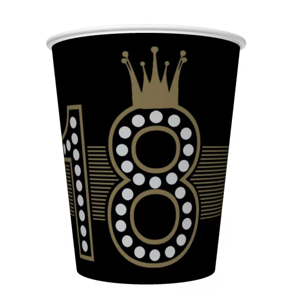 Happy Birthday 18 Hollywood Style papír pohár 8 db-os 250 ml Happy Birthday 18 Hollywood Style papír pohár 8 db-os 250 ml