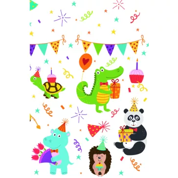 Állatos Cute Party papír asztalterítő 120x180 cm