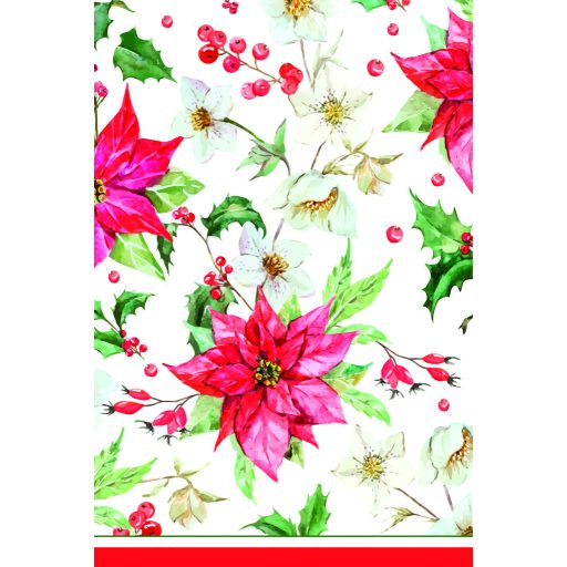 Karácsony Poinsettia papír asztalterítő 120x180 cm