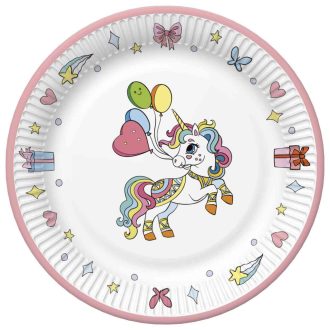 Unikornis Colourful papírtányér 8 db-os 18 cm