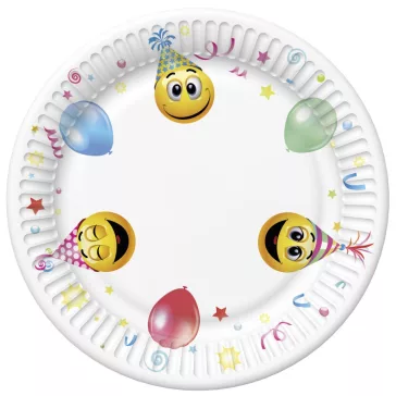 Smiley Icons&Balloons papírtányér 8 db-os 18 cm