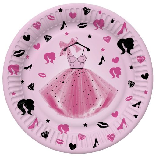 Lányos Party Dress papírtányér 8 db-os 18 cm