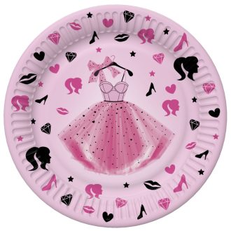 Lányos Party Dress papírtányér 8 db-os 22,7 cm