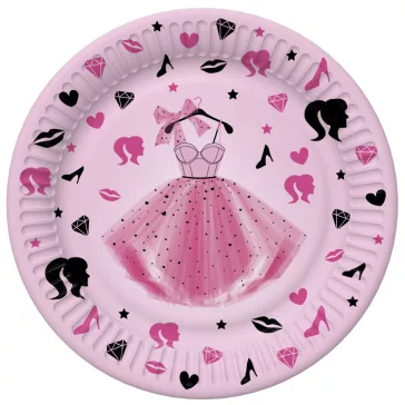 Lányos Party Dress papírtányér 8 db-os 22,7 cm