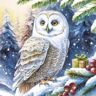 Karácsonyi Owl in Forest szalvéta 20 db-os 33x33 cm