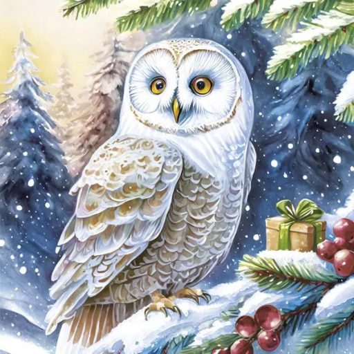 Karácsonyi Owl in Forest szalvéta 20 db-os 33x33 cm