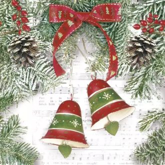 Karácsonyi Bells on Music Notes szalvéta 20 db-os 33x33 cm