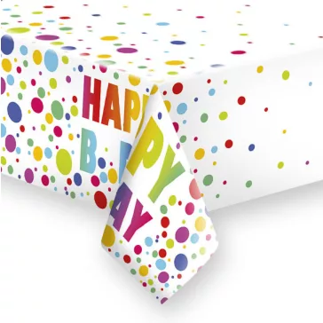 Happy Birthday Dots papír asztalterítő 120x180 cm