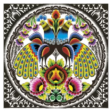 Állatos Folk Peacocks szalvéta 20 db-os 33x33 cm