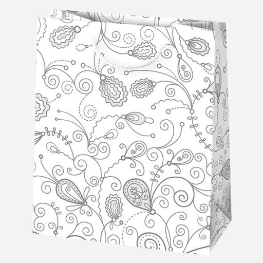 Mintás White papír ajándéktasak, ajándékzacskó 19x23x10,5 cm