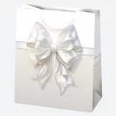 Fehér Bow papír ajándéktasak, ajándékzacskó 19x23x10,5 cm