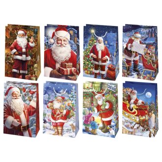   Karácsony Santa Claus papír ajándéktasak, ajándékzacskó 10x16x6 cm