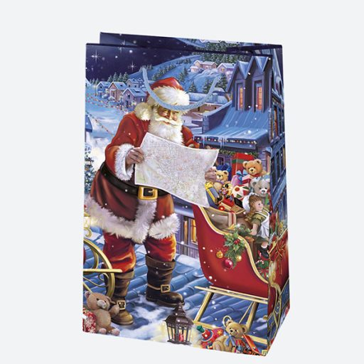 Karácsony Santa Claus papír ajándéktasak, ajándékzacskó 10x16x6 cm