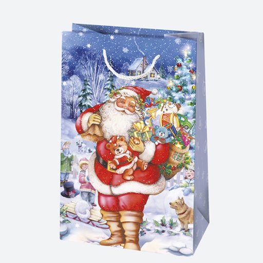 Karácsony Santa Claus papír ajándéktasak, ajándékzacskó 10x16x6 cm