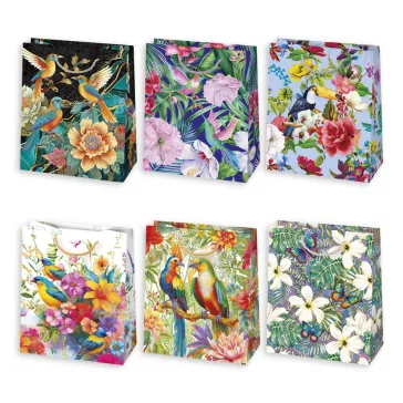  Virág Elegant Floral papír ajándéktasak, ajándékzacskó 19x23x10,5 cm