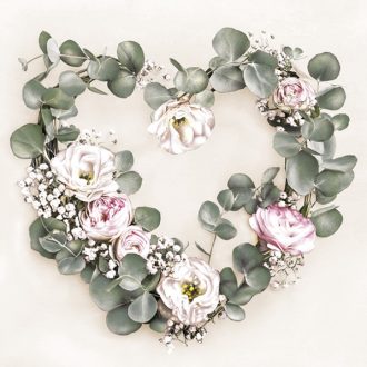 Szív Eucalyptus Wreath szalvéta 20 db-os 33x33 cm