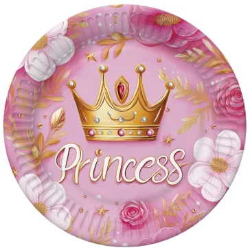 Hercegnő Crown papírtányér 8 db-os 22,7 cm