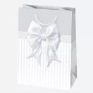 Fehér Bow papír ajándéktasak, ajándékzacskó 23x32x11 cm Fehér Bow papír ajándéktasak, ajándékzacskó 23x32x11 cm