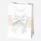 Fehér Bow papír ajándéktasak, ajándékzacskó 23x32x11 cm Fehér Bow papír ajándéktasak, ajándékzacskó 23x32x11 cm
