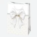 Fehér Bow papír ajándéktasak, ajándékzacskó 23x32x11 cm Fehér Bow papír ajándéktasak, ajándékzacskó 23x32x11 cm