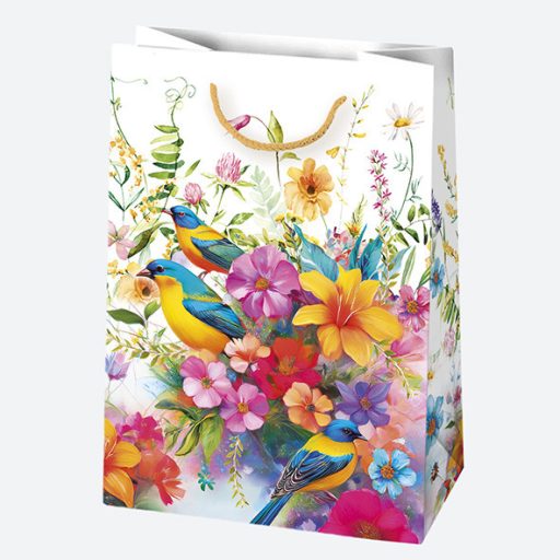 Virág Birds papír ajándéktasak, ajándékzacskó 23x32x11 cm