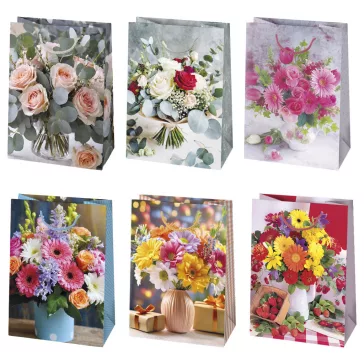   Virág Bouquet papír ajándéktasak, ajándékzacskó 23x32x11 cm