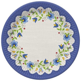 Hímzés Folk papírtányér 8 db-os 18 cm