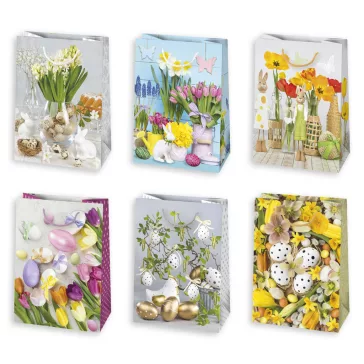   Húsvét Floral papír ajándéktasak, ajándékzacskó 23x32x11 cm