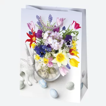   Húsvét Flowers papír ajándéktasak, ajándékzacskó 23x32x11 cm