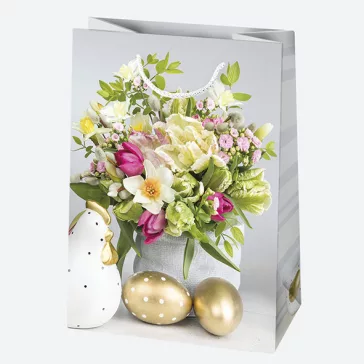  Húsvét Flowers papír ajándéktasak, ajándékzacskó 23x32x11 cm