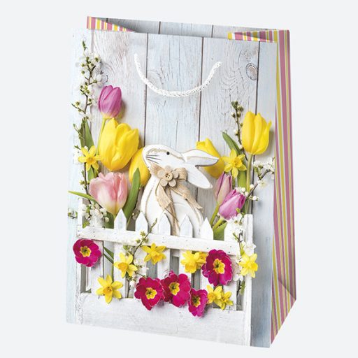 Húsvét Flowers papír ajándéktasak, ajándékzacskó 23x32x11 cm