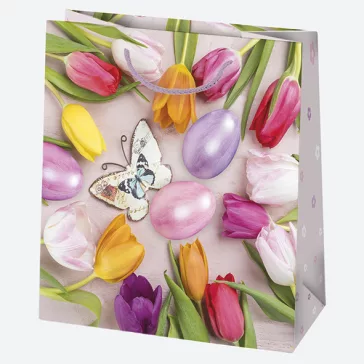   Húsvét Spring papír ajándéktasak, ajándékzacskó 15,5x15,5x8 cm