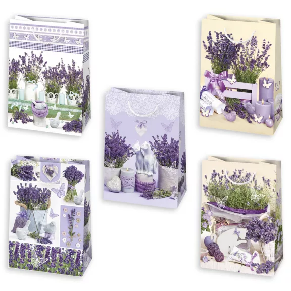 Levendula Butterfly papír ajándéktasak, ajándékzacskó 29x40x12 cm Levendula Butterfly papír ajándéktasak, ajándékzacskó 29x40x12 cm