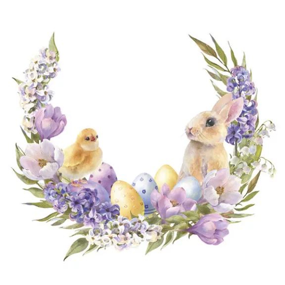 Húsvét Flowers Wreath szalvéta 20 db-os 33x33 cm Húsvét Flowers Wreath szalvéta 20 db-os 33x33 cm
