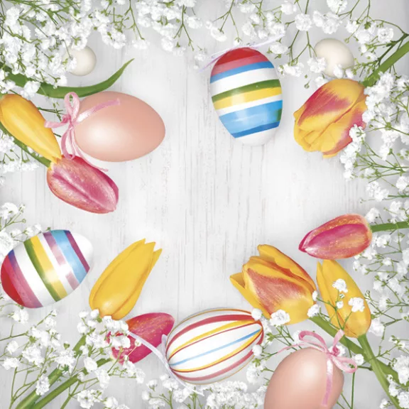 Húsvét Striped Eggs szalvéta 20 db-os 33x33 cm Húsvét Striped Eggs szalvéta 20 db-os 33x33 cm