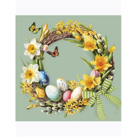 Húsvét Vintage Wreath szalvéta 20 db-os 33x33 cm Húsvét Vintage Wreath szalvéta 20 db-os 33x33 cm