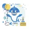 Happy Birthday Blue Shark szalvéta 20 db-os 33x33 cm